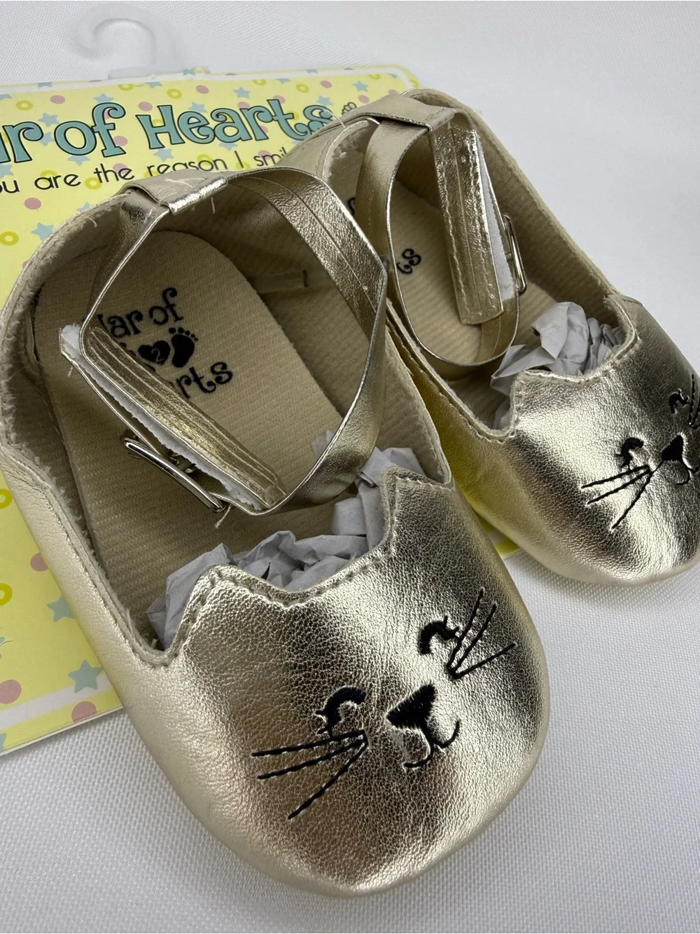Gold Cat Face Mary Jane - baby Girls Shoes 3-6 months